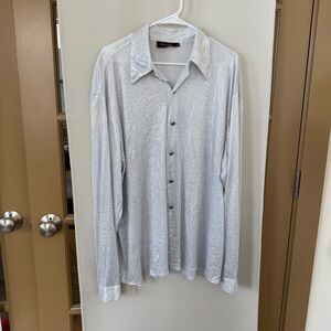 Dellini‎ Men's Large Silver Iridescent Long Sleeve Button Up Shirt